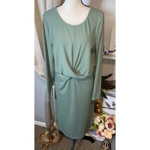 NWT $50 Nine West size XL Sage Green Long Sleeve Midi/Maxi Dress